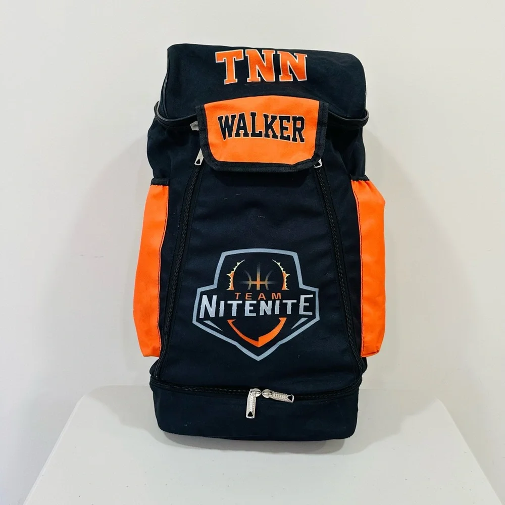 Backpack With Inscription TNN Walker And Shoe Compartment Black /Orange